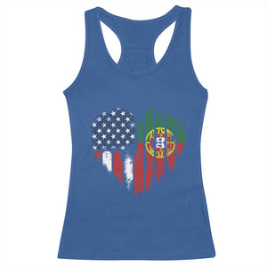 Half Portuguese American Flag Racerback Tank Top Portugal Roots USA Flag Immigrant Gifts TS10 Royal Blue Print Your Wear