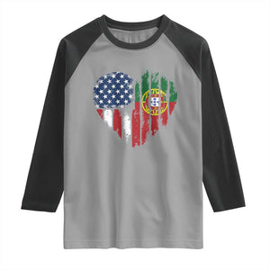 Half Portuguese American Flag Raglan Shirt Portugal Roots USA Flag Immigrant Gifts TS10 Sport Gray Black Print Your Wear