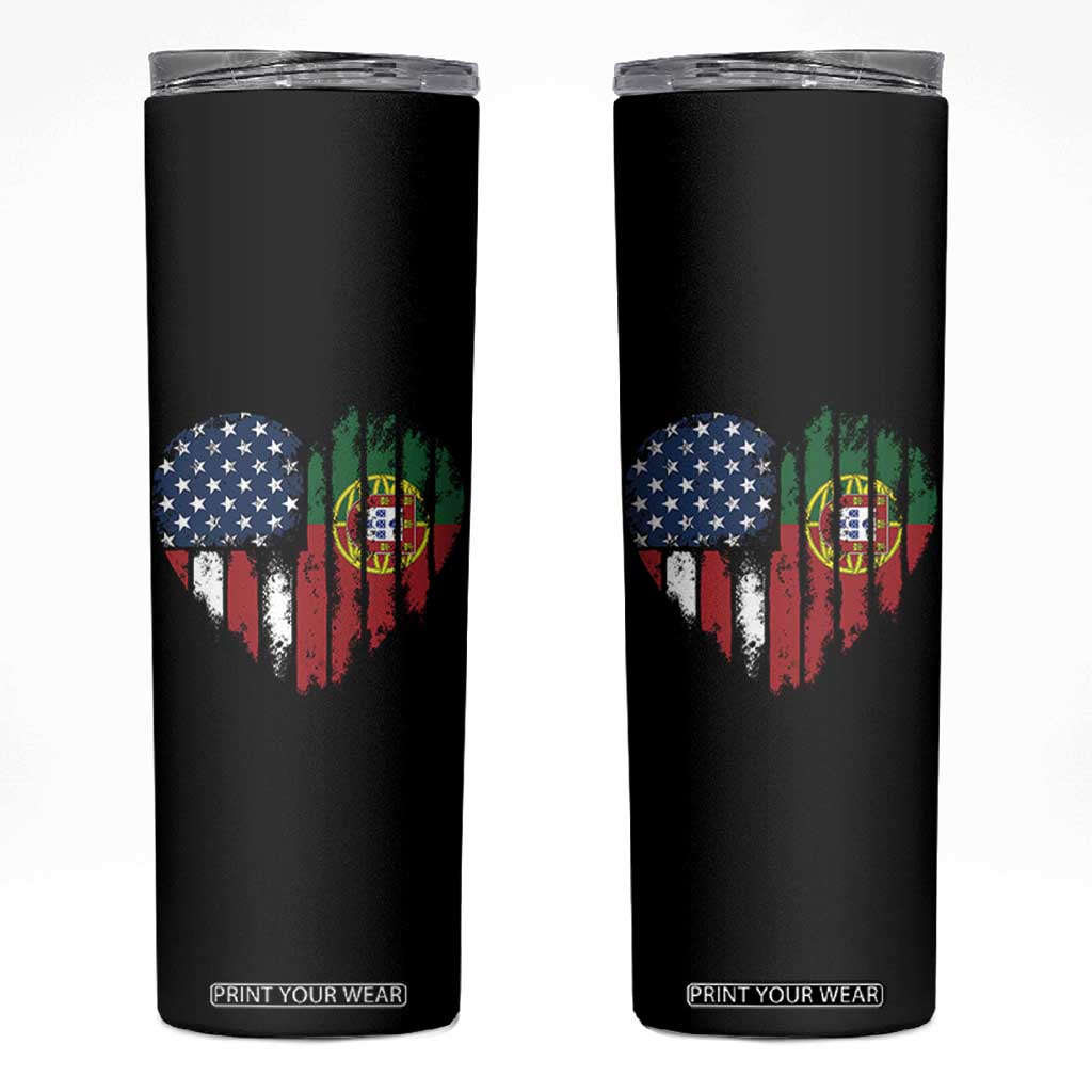 Half Portuguese American Flag Skinny Tumbler Portugal Roots USA Flag Immigrant Gifts TS10 Black Print Your Wear