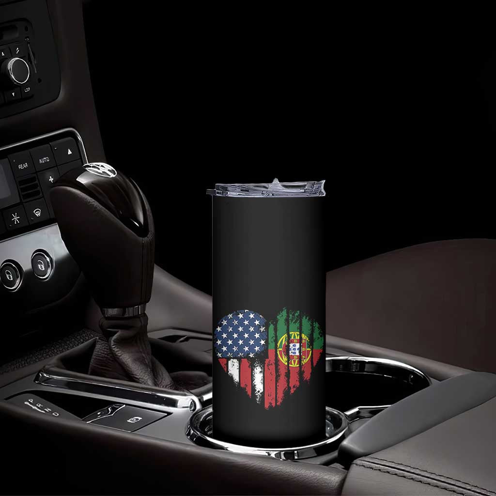 Half Portuguese American Flag Skinny Tumbler Portugal Roots USA Flag Immigrant Gifts TS10 Print Your Wear