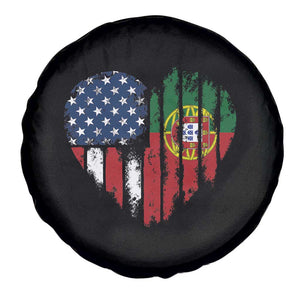 Half Portuguese American Flag Spare Tire Cover Portugal Roots USA Flag Immigrant Gifts TS10 Print Your Wear