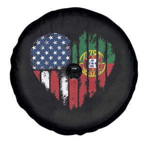 Half Portuguese American Flag Spare Tire Cover Portugal Roots USA Flag Immigrant Gifts TS10 Print Your Wear
