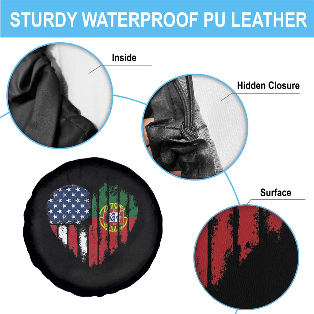 Half Portuguese American Flag Spare Tire Cover Portugal Roots USA Flag Immigrant Gifts TS10 Print Your Wear