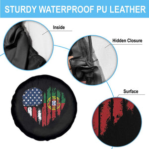 Half Portuguese American Flag Spare Tire Cover Portugal Roots USA Flag Immigrant Gifts TS10 Print Your Wear