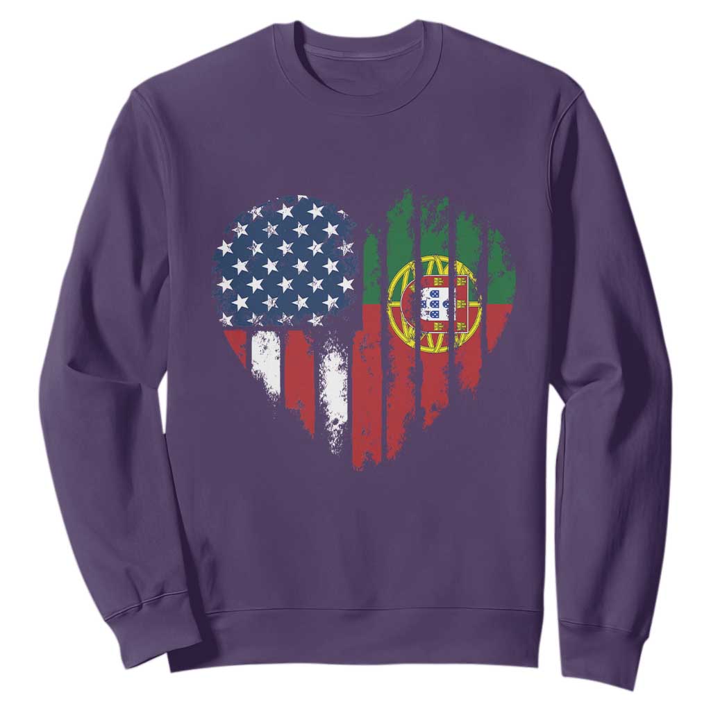 Half Portuguese American Flag Sweatshirt Portugal Roots USA Flag Immigrant Gifts TS10 Purple Print Your Wear