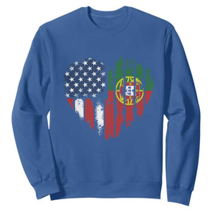 Half Portuguese American Flag Sweatshirt Portugal Roots USA Flag Immigrant Gifts TS10 Royal Blue Print Your Wear