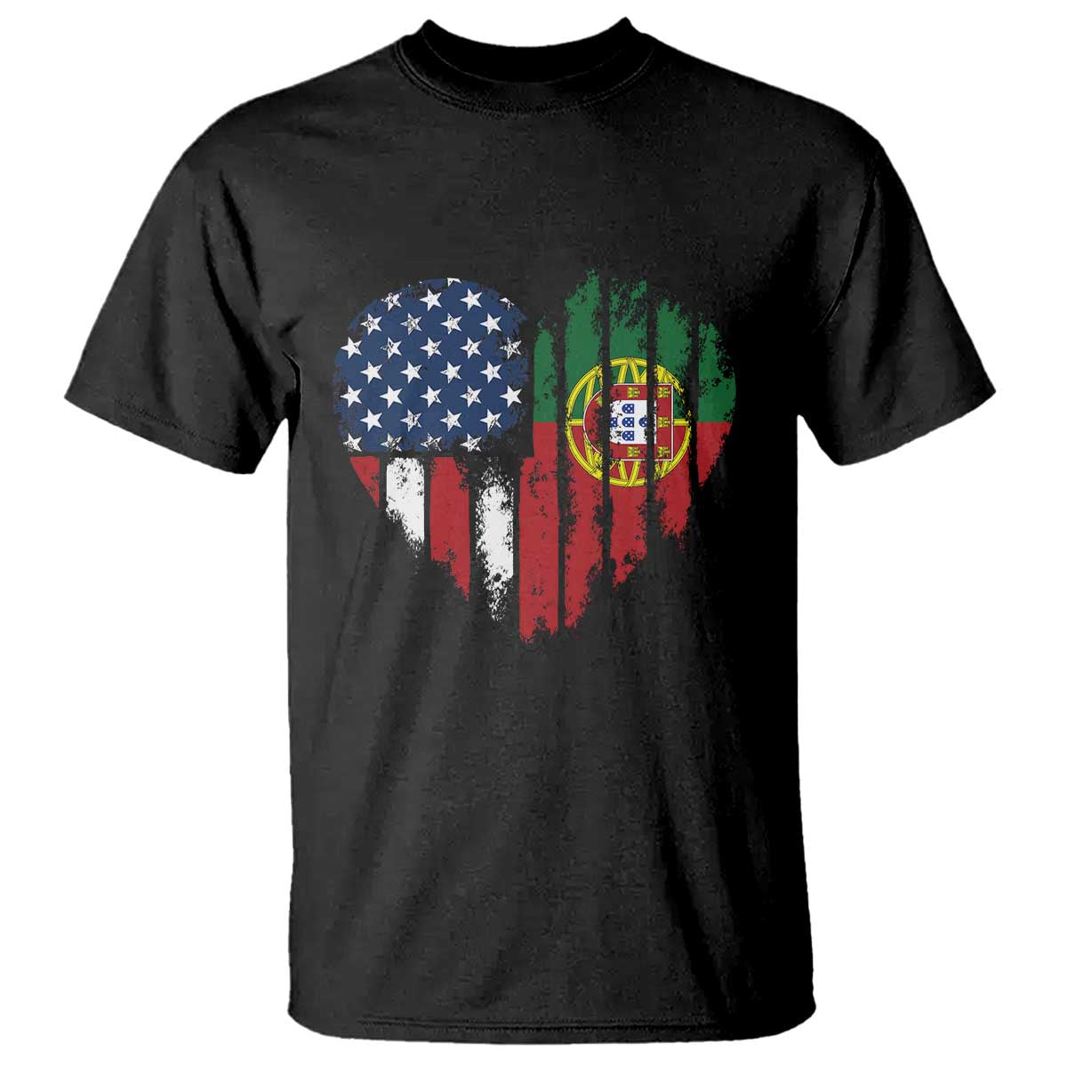 Half Portuguese American Flag T Shirt Portugal Roots USA Flag Immigrant Gifts TS10 Black Print Your Wear