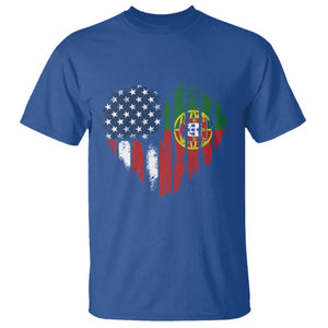 Half Portuguese American Flag T Shirt Portugal Roots USA Flag Immigrant Gifts TS10 Royal Blue Print Your Wear