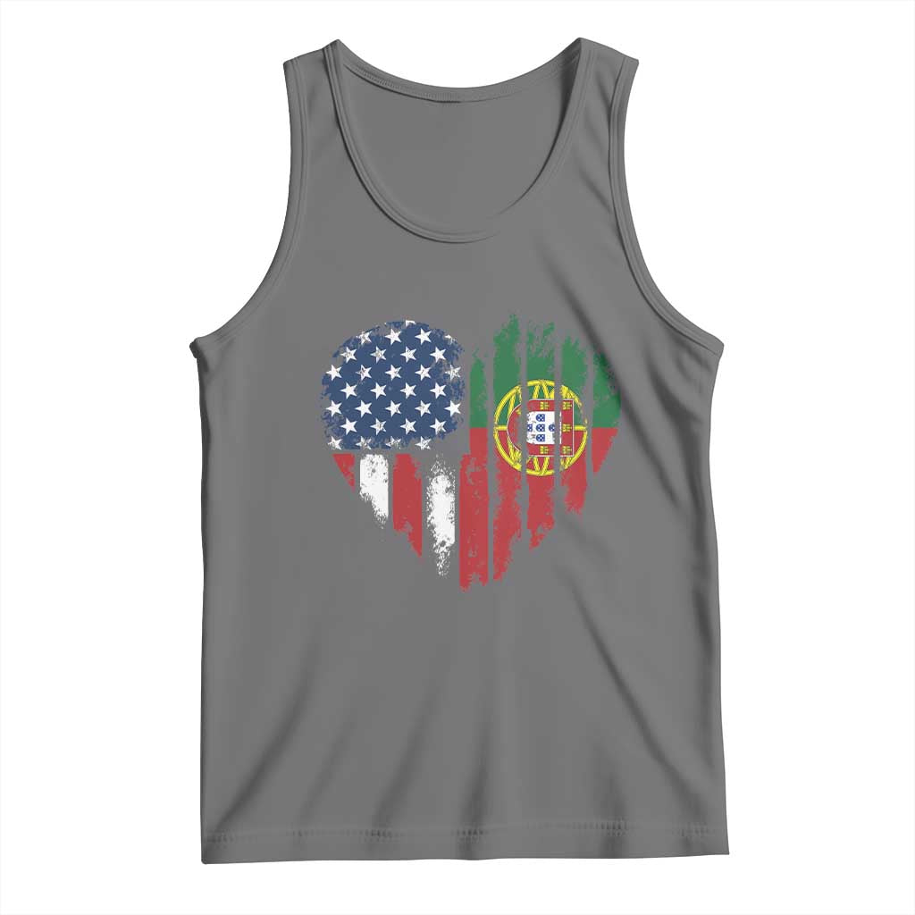 Half Portuguese American Flag Tank Top Portugal Roots USA Flag Immigrant Gifts TS10 Black Heather Print Your Wear