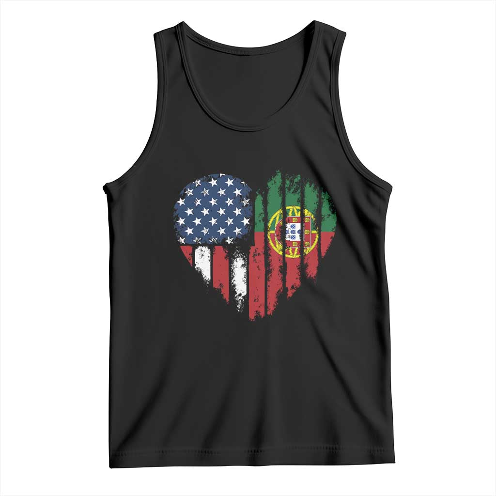 Half Portuguese American Flag Tank Top Portugal Roots USA Flag Immigrant Gifts TS10 Black Print Your Wear