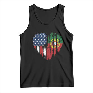 Half Portuguese American Flag Tank Top Portugal Roots USA Flag Immigrant Gifts TS10 Black Print Your Wear