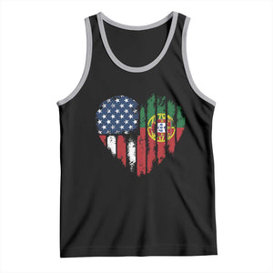 Half Portuguese American Flag Tank Top Portugal Roots USA Flag Immigrant Gifts TS10 Black Athletic Heather Print Your Wear