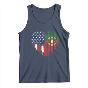 Half Portuguese American Flag Tank Top Portugal Roots USA Flag Immigrant Gifts TS10 Navy Print Your Wear