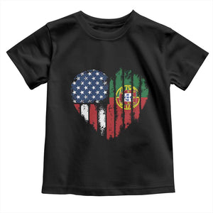 Half Portuguese American Flag Toddler T Shirt Portugal Roots USA Flag Immigrant Gifts TS10 Black Print Your Wear