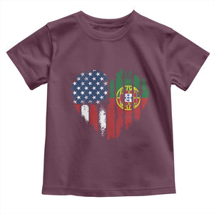 Half Portuguese American Flag Toddler T Shirt Portugal Roots USA Flag Immigrant Gifts TS10 Maroon Print Your Wear