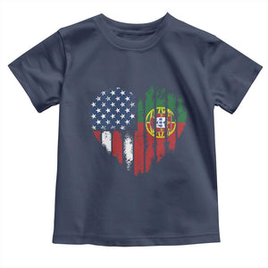 Half Portuguese American Flag Toddler T Shirt Portugal Roots USA Flag Immigrant Gifts TS10 Navy Print Your Wear