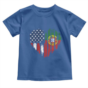 Half Portuguese American Flag Toddler T Shirt Portugal Roots USA Flag Immigrant Gifts TS10 Royal Blue Print Your Wear