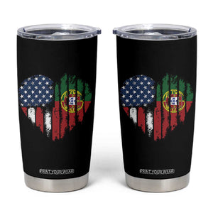 Half Portuguese American Flag Tumbler Cup Portugal Roots USA Flag Immigrant Gifts TS10 Black Print Your Wear