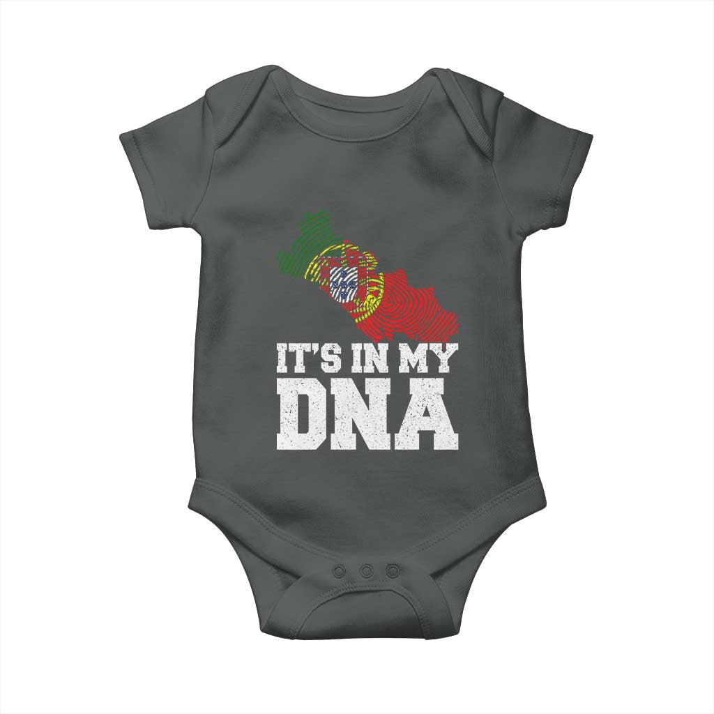 Its in My DNA Portugal Baby Onesie Portuguese Flag Portugal Boy Girl Gift TS10 Dark Heather Print Your Wear