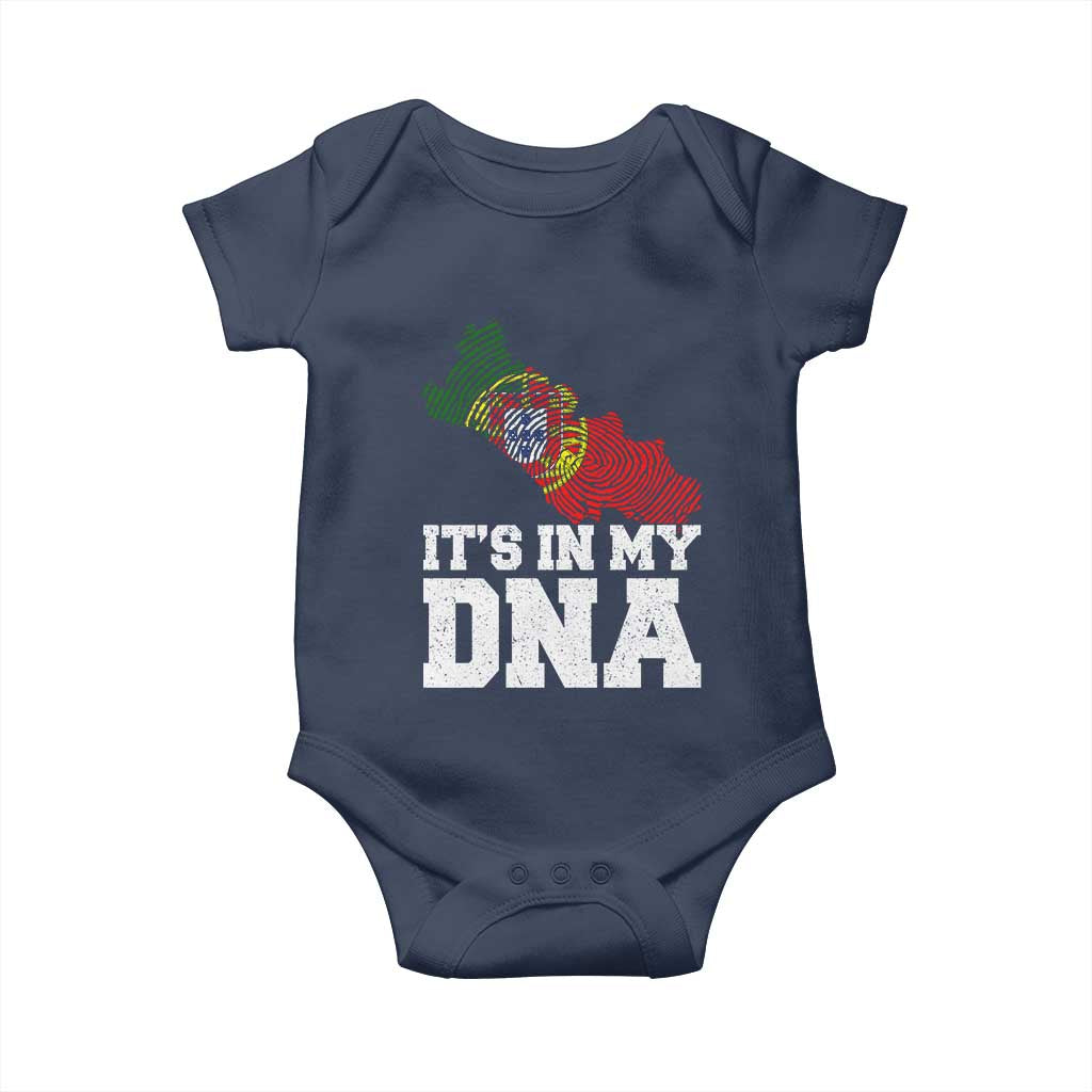 Its in My DNA Portugal Baby Onesie Portuguese Flag Portugal Boy Girl Gift TS10 Navy Print Your Wear