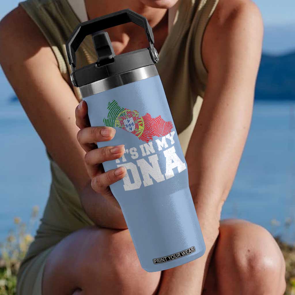 Its in My DNA Portugal Flip Straw Tumbler Portuguese Flag Portugal Boy Girl Gift TS10 One Size: 30 oz Light Blue Print Your Wear