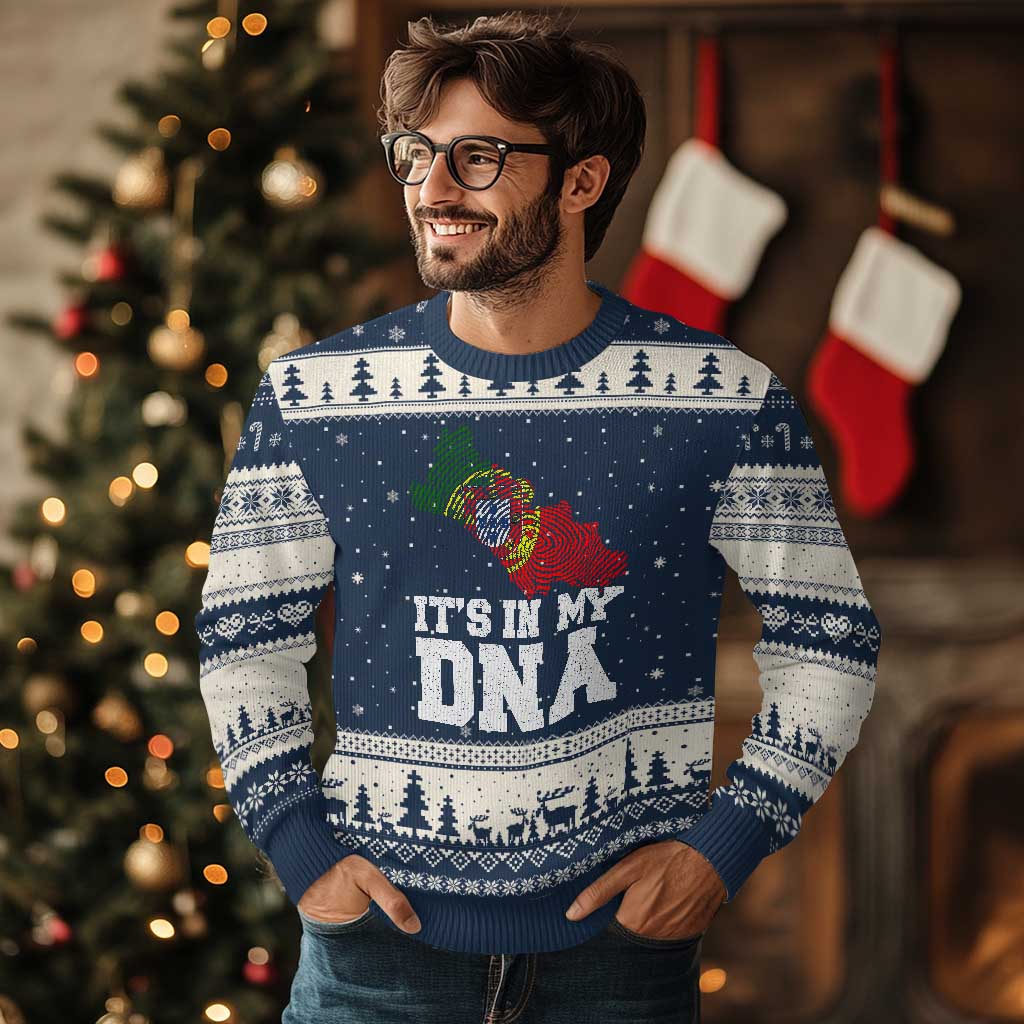 Its in My DNA Portugal Ugly Christmas Sweater Portuguese Flag Portugal Boy Girl Gift TS10 Navy Beige Print Your Wear