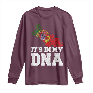 Its in My DNA Portugal Long Sleeve Shirt Portuguese Flag Portugal Boy Girl Gift TS10 Maroon Print Your Wear