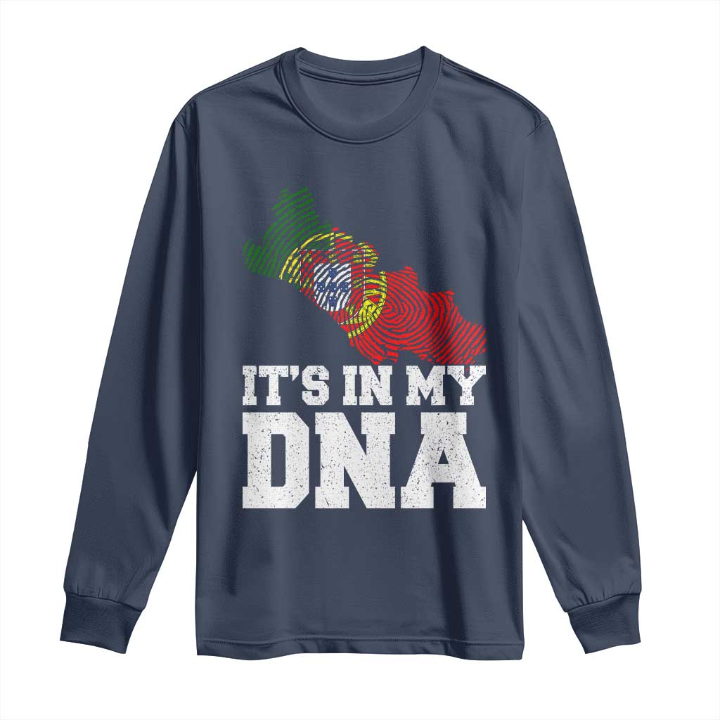 Its in My DNA Portugal Long Sleeve Shirt Portuguese Flag Portugal Boy Girl Gift TS10 Navy Print Your Wear
