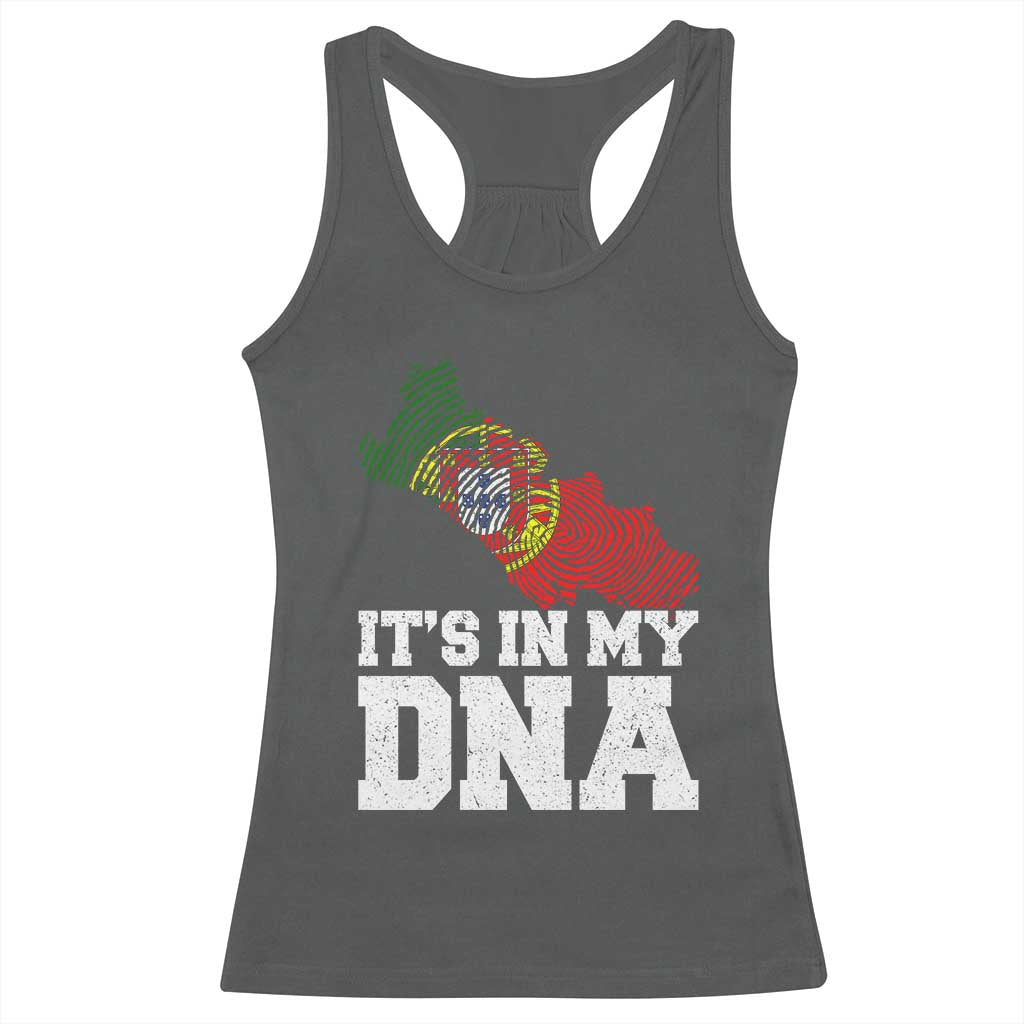 Its in My DNA Portugal Racerback Tank Top Portuguese Flag Portugal Boy Girl Gift TS10 Dark Heather Print Your Wear