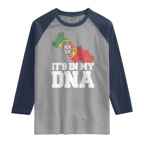 Its in My DNA Portugal Raglan Shirt Portuguese Flag Portugal Boy Girl Gift TS10 Sport Gray Navy Print Your Wear