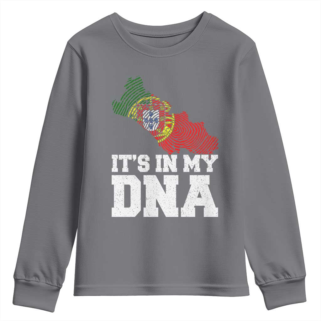 Its in My DNA Portugal Youth Sweatshirt Portuguese Flag Portugal Boy Girl Gift TS10 Charcoal Print Your Wear