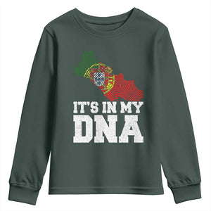Its in My DNA Portugal Youth Sweatshirt Portuguese Flag Portugal Boy Girl Gift TS10 Dark Forest Green Print Your Wear