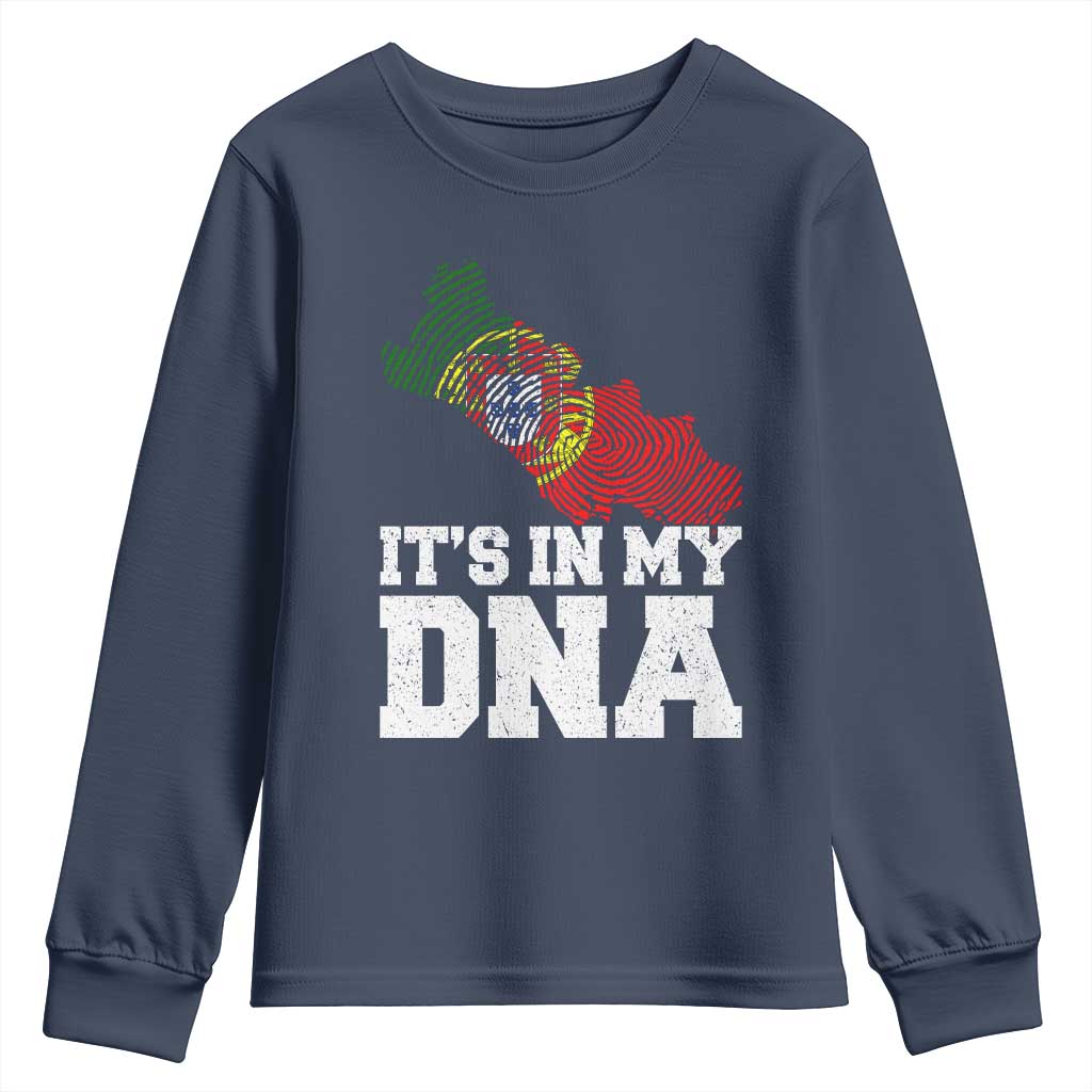 Its in My DNA Portugal Youth Sweatshirt Portuguese Flag Portugal Boy Girl Gift TS10 Navy Print Your Wear