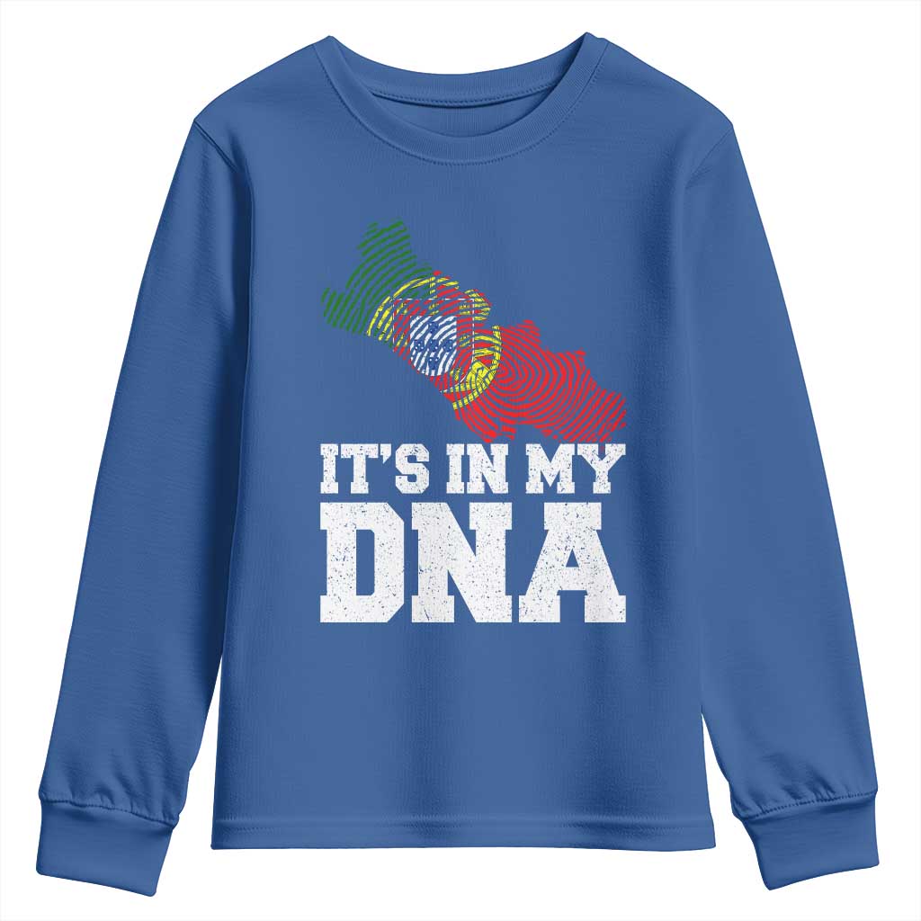 Its in My DNA Portugal Youth Sweatshirt Portuguese Flag Portugal Boy Girl Gift TS10 Royal Blue Print Your Wear