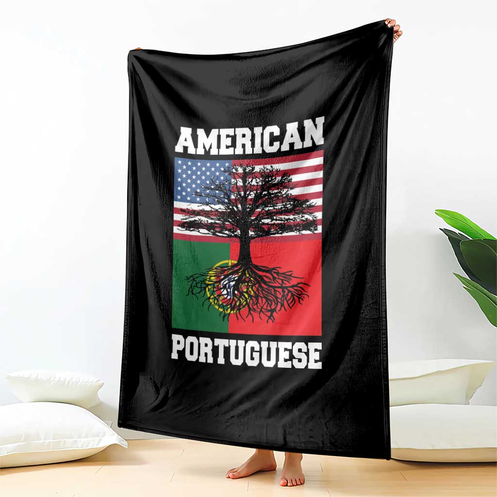 American Grown Portuguese Roots Throw Blanket Distressed Tree Portugal USA Flag TS10 Print Your Wear
