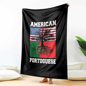 American Grown Portuguese Roots Throw Blanket Distressed Tree Portugal USA Flag TS10 Print Your Wear
