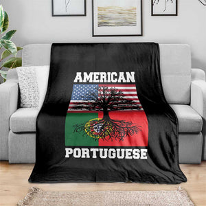 American Grown Portuguese Roots Throw Blanket Distressed Tree Portugal USA Flag TS10 Print Your Wear