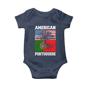 American Grown Portuguese Roots Baby Onesie Distressed Tree Portugal USA Flag TS10 Navy Print Your Wear