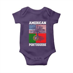 American Grown Portuguese Roots Baby Onesie Distressed Tree Portugal USA Flag TS10 Purple Print Your Wear