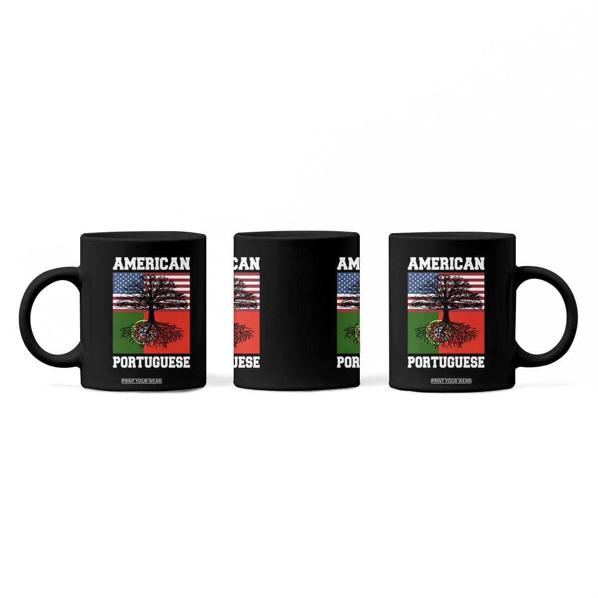 American Grown Portuguese Roots Coffee Mug Distressed Tree Portugal USA Flag TS10 Print Your Wear