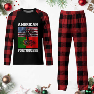 American Grown Portuguese Roots Plaid Pajama Set Distressed Tree Portugal USA Flag TS10 Buffalo Plaid Print Your Wear