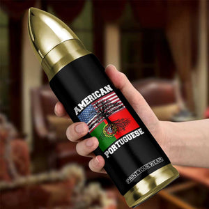 American Grown Portuguese Roots Bullet Tumbler Distressed Tree Portugal USA Flag TS10 Print Your Wear