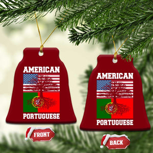 American Grown Portuguese Roots Ceramic Ornament Distressed Tree Portugal USA Flag TS10 Print Your Wear
