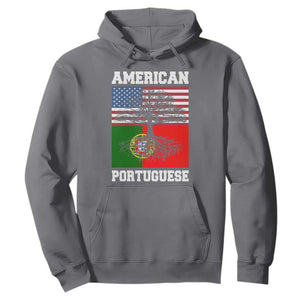 American Grown Portuguese Roots Hoodie Distressed Tree Portugal USA Flag TS10 Charcoal Print Your Wear