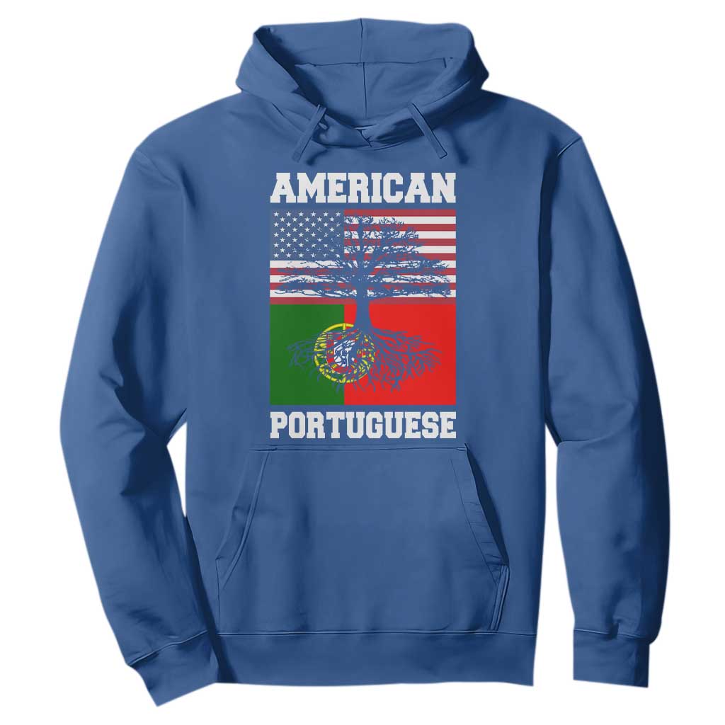American Grown Portuguese Roots Hoodie Distressed Tree Portugal USA Flag TS10 Royal Blue Print Your Wear
