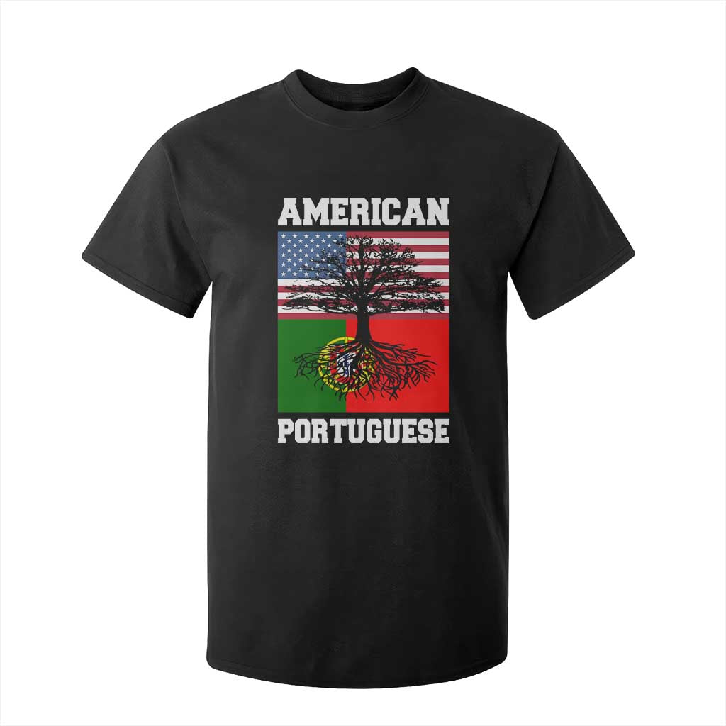 American Grown Portuguese Roots T Shirt For Kid Distressed Tree Portugal USA Flag TS10 Black Print Your Wear
