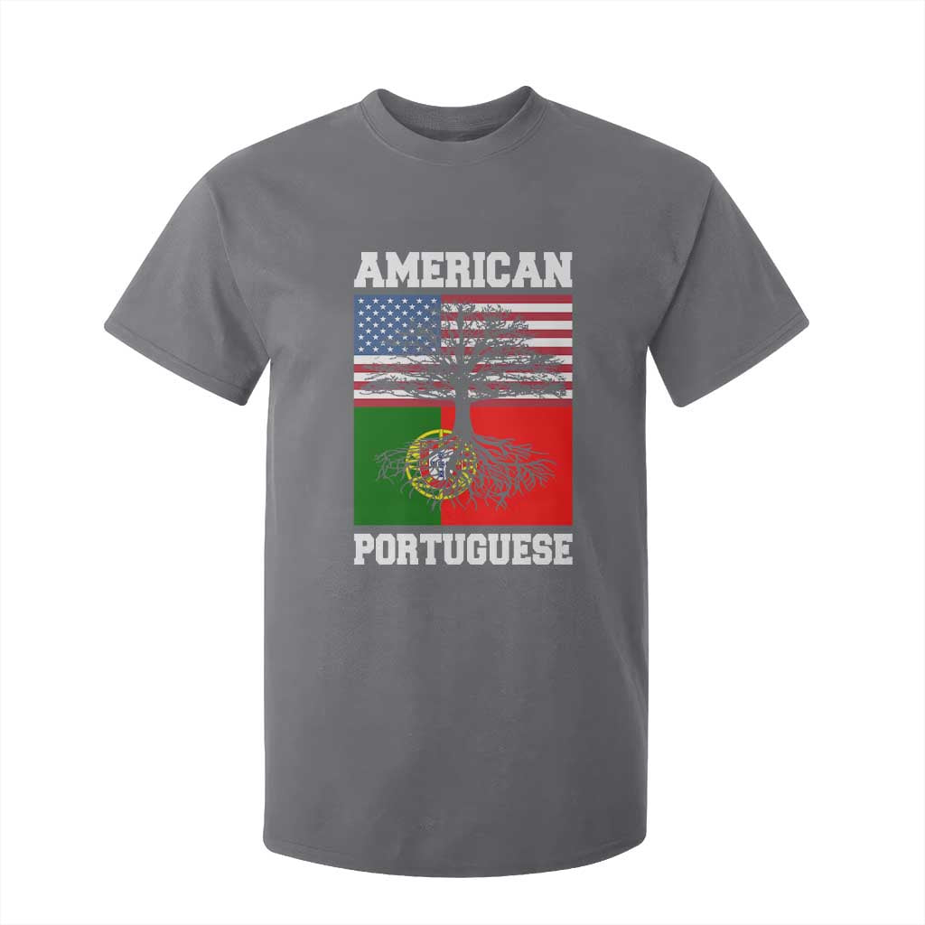 American Grown Portuguese Roots T Shirt For Kid Distressed Tree Portugal USA Flag TS10 Charcoal Print Your Wear