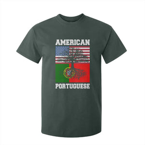 American Grown Portuguese Roots T Shirt For Kid Distressed Tree Portugal USA Flag TS10 Dark Forest Green Print Your Wear