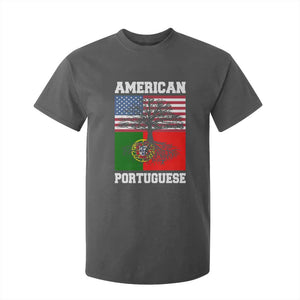 American Grown Portuguese Roots T Shirt For Kid Distressed Tree Portugal USA Flag TS10 Dark Heather Print Your Wear