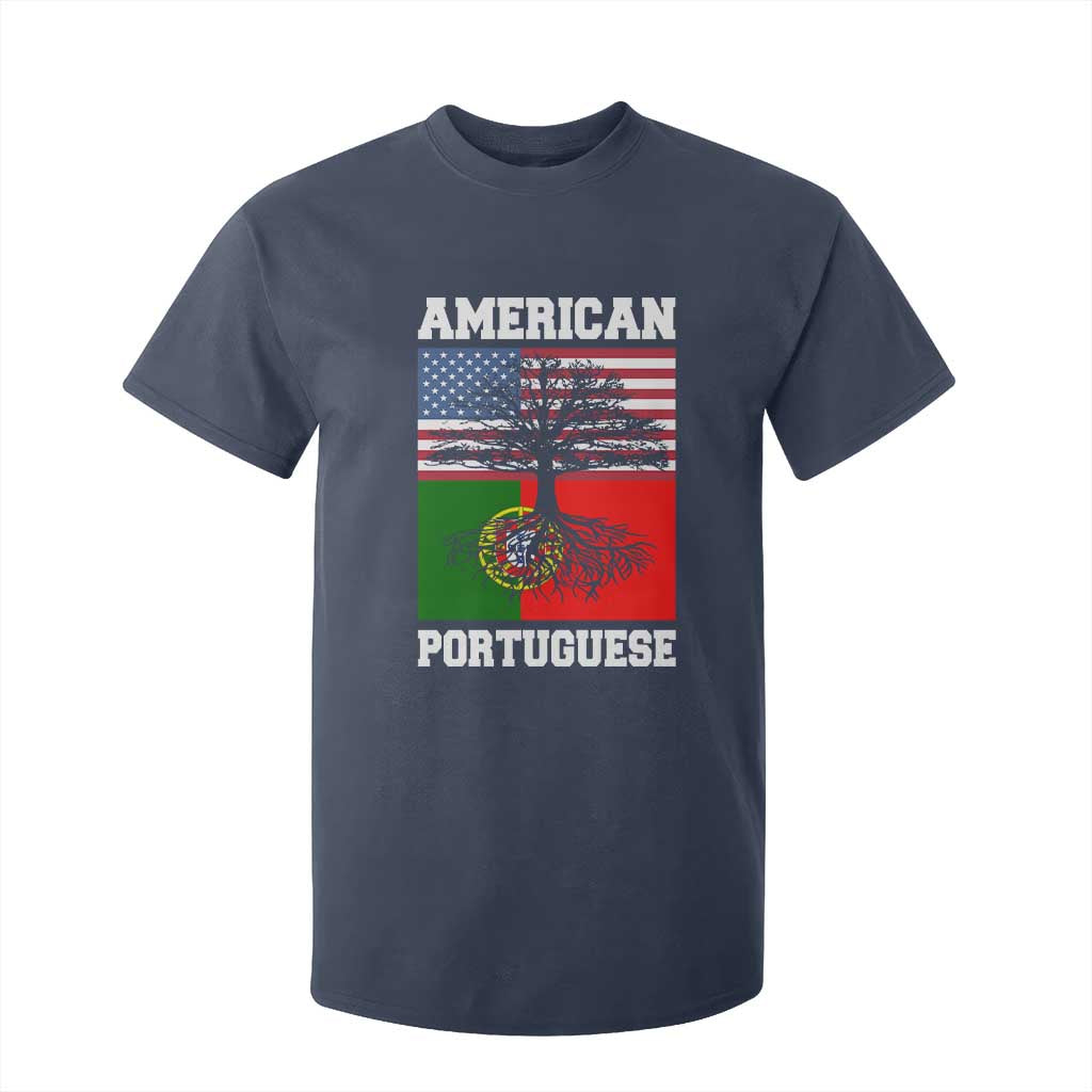 American Grown Portuguese Roots T Shirt For Kid Distressed Tree Portugal USA Flag TS10 Navy Print Your Wear